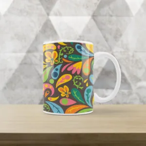 Caneca Branca Floral VI