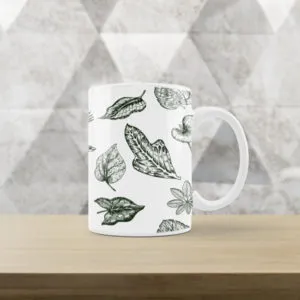 Caneca Branca Floral VII
