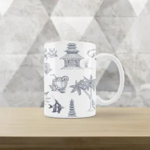 Caneca Branca Floral IX