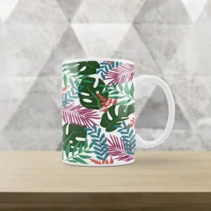 Caneca Branca Floral XIII