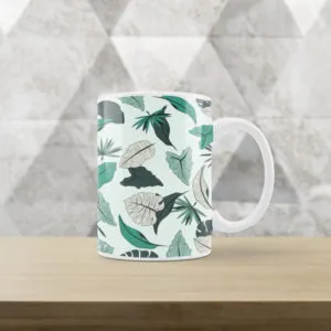 Caneca Branca Floral XIV