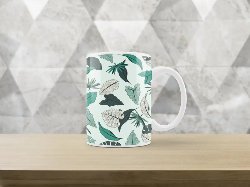 Caneca Branca Floral XIV