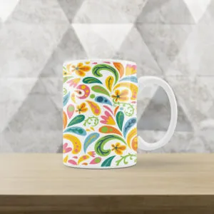 Caneca Branca Floral XXIII