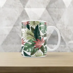 Caneca Branca Floral XXVI