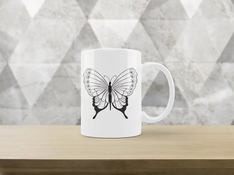 Caneca Branca com estampa Insetos I