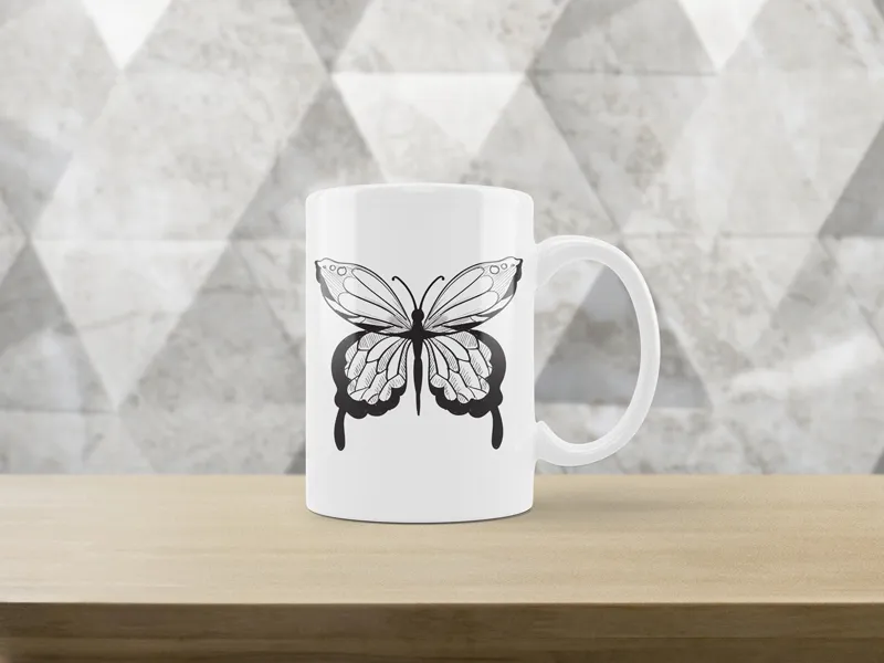 Caneca Branca com estampa Insetos II