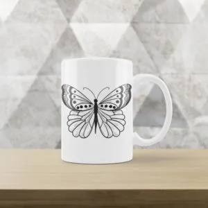 Caneca Branca com estampa Insetos IV