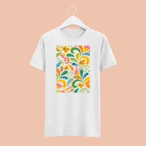 Camiseta Branca  Floral VI